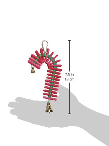 Super Bird Creations SB188 Balsa Candy Cane Bird Toy, Small Bird Size, 8" x 4"