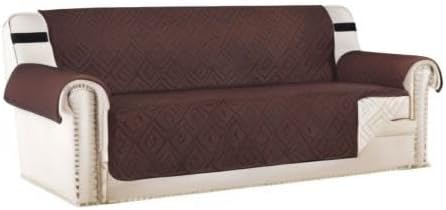 H.VERSAILTEX Reversible Sofa Slipcover Furniture Protector Water Resistant 2 Inch Wide Elastic Straps Sofa Cover Couch Covers Pets Kids Fit Sitting Width Up to 66" (Sofa: 75" x 110", Brown/Beige)