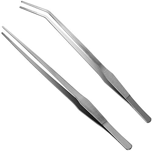 Luxiv 15 In Aquarium Tweezers Set, Straight And Curved Feeding Tongs