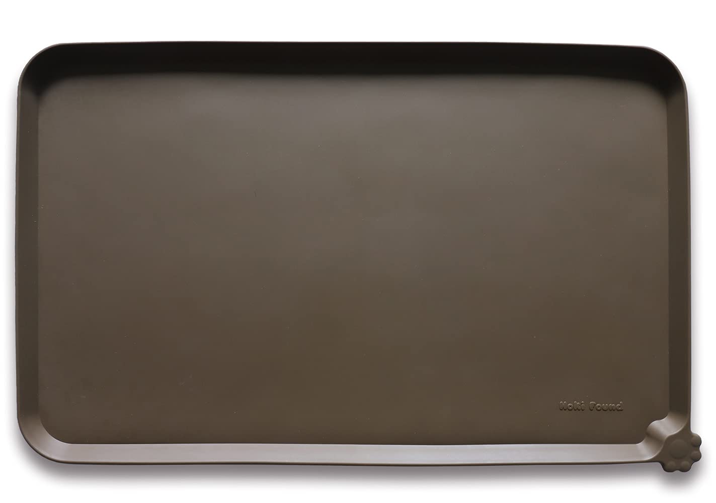 Hoki Found Silicone Pet Food Tray - High-Lips Dog Cat Bowl Mats - Waterproof Dog Cat Food Mats - Battleship — 19" x 12" — 22" x 14"