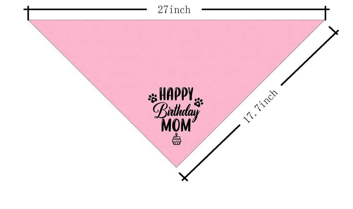 Dog Bandana for Happy Birthday Mom - Classical Plaid Printing Scarf Accessories, Pet Gift for Mom's Birthday Party (L16)