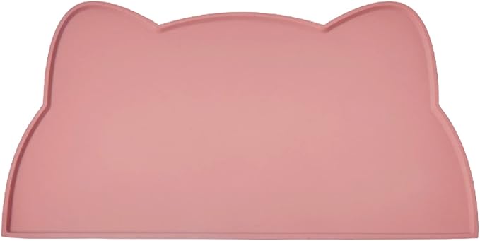 Cat Food Mat, Silicone Non Slip Dog Bowl Mat Waterproof Cat Feeding Mat Stop Food Spills and Water Messes Out to Floor Pet Food Mat (Tea Rose