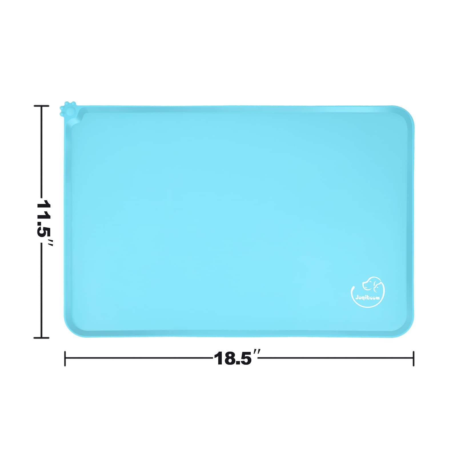 Juqiboom Silicone Waterproof Dog Cat Pet Feeding Mats, Non Slip, Easy Clean Pet Dog Cat Bowl Mats Placemat (18.5" x 11.5") Blue