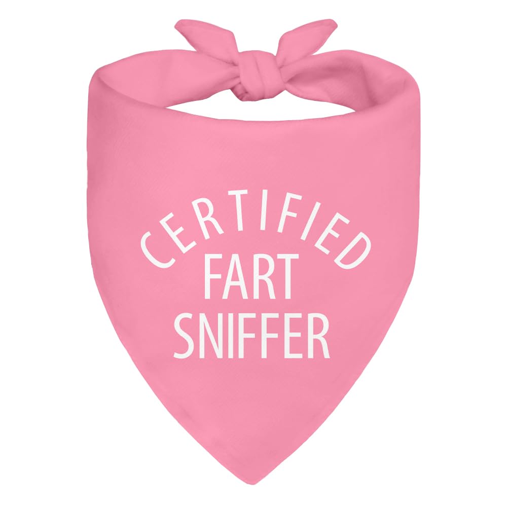 ZBBFSCSB Certified Fart Sniffer Pink Dog Bandana, Funny Pet Bandana Adjustable Scarf Decoration, Funny Photo Prop Accessories for Party Yard, Thanksgiving Gifts for Pet Owner Puppy Lover Police Dog