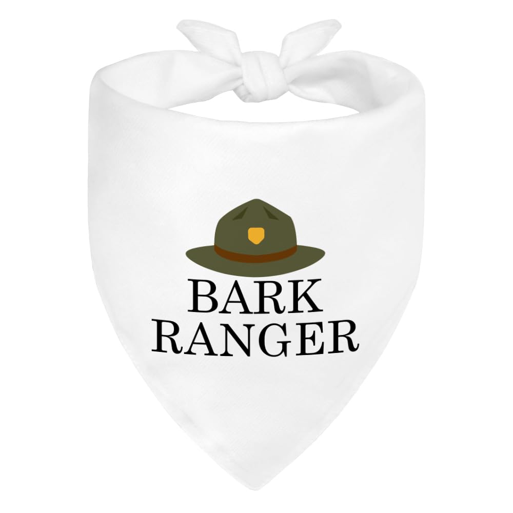 ZBBFSCSB Bark Ranger Green Dog Bandana, Funny Gifts for Dog Lover Mom Dad, Puppy Scarf Photo Prop for Explore Outdoor Adventure Hiking Camping Mountain, Gifts for Ranger, Pet Scouts Bandana