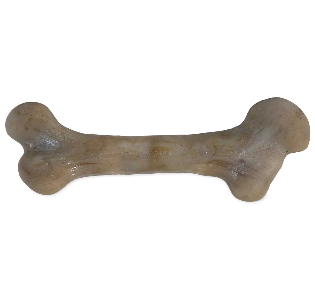 Pet Qwerks Dinosaur BarkBone - Nylon Dog Bone for Aggressive Chewers - Bacon Flavor - 6.5"