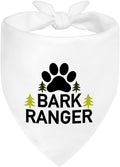 ZBBFSCSB Bark Ranger White Dog Bandana, Funny Gifts for Dog Lover Mom Dad, Puppy Scarf Photo Prop for Explore Outdoor Adventure Hiking Camping Mountain, Gifts for Ranger, Pet Scouts Bandana