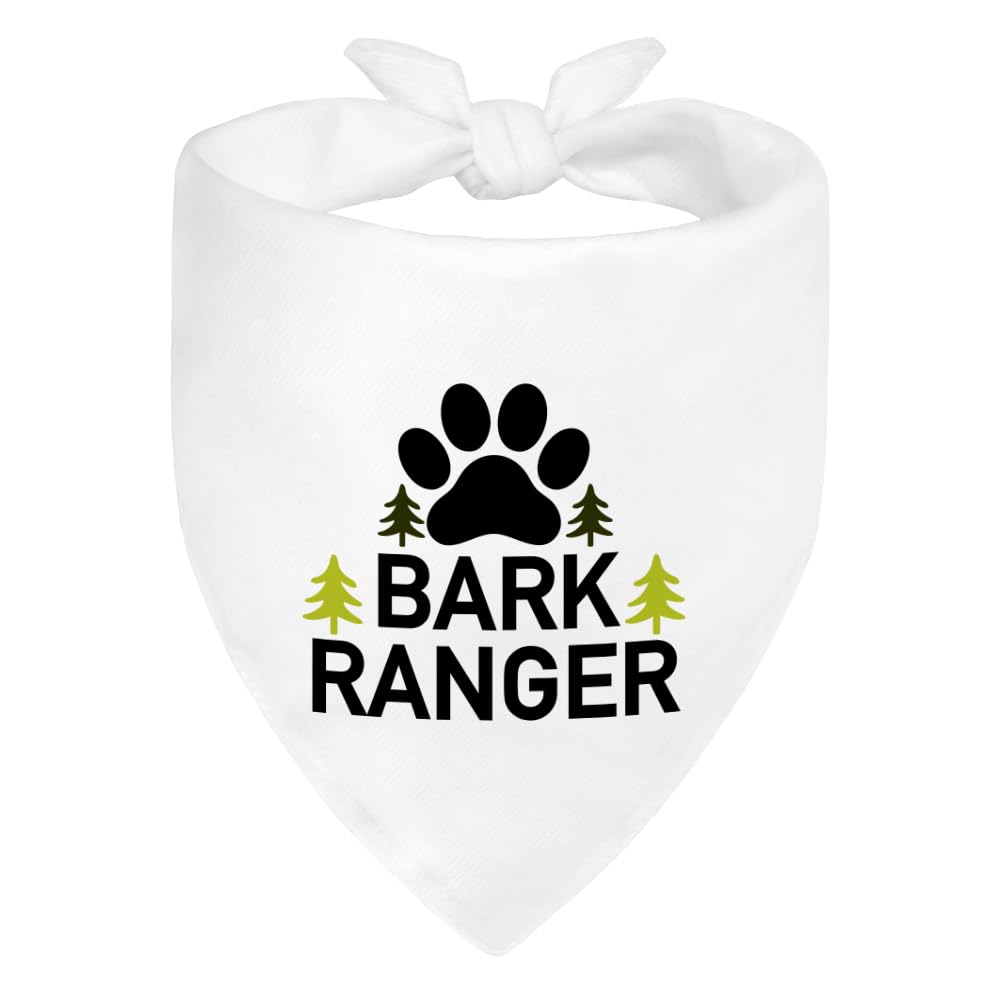 ZBBFSCSB Bark Ranger Green Dog Bandana, Funny Gifts for Dog Lover Mom Dad, Puppy Scarf Photo Prop for Explore Outdoor Adventure Hiking Camping Mountain, Gifts for Ranger, Pet Scouts Bandana