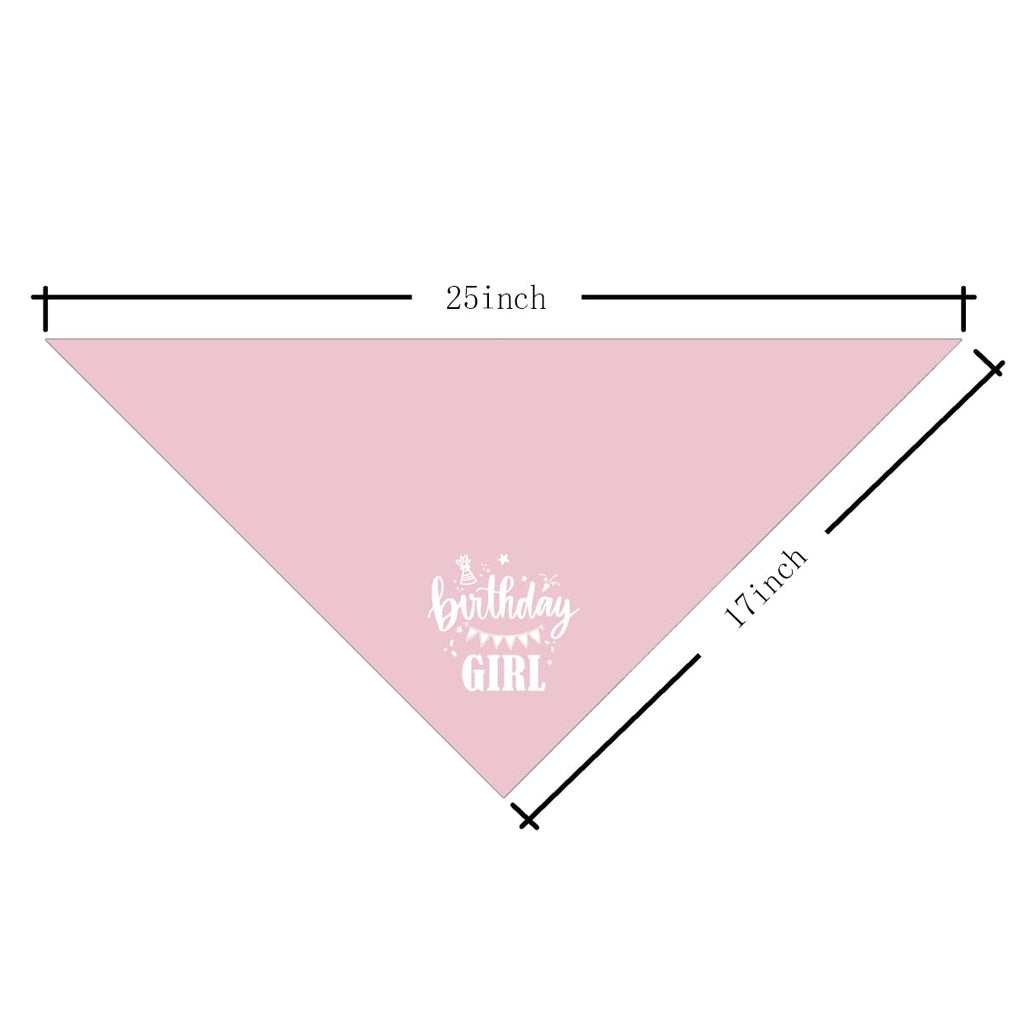 Birthday Girl Dog Bandana - Pink, Funny, Cute Triangle Scarf for Small, Medium, Large Dogs - Pet Accessories, Gift for Dog Lovers (D31)
