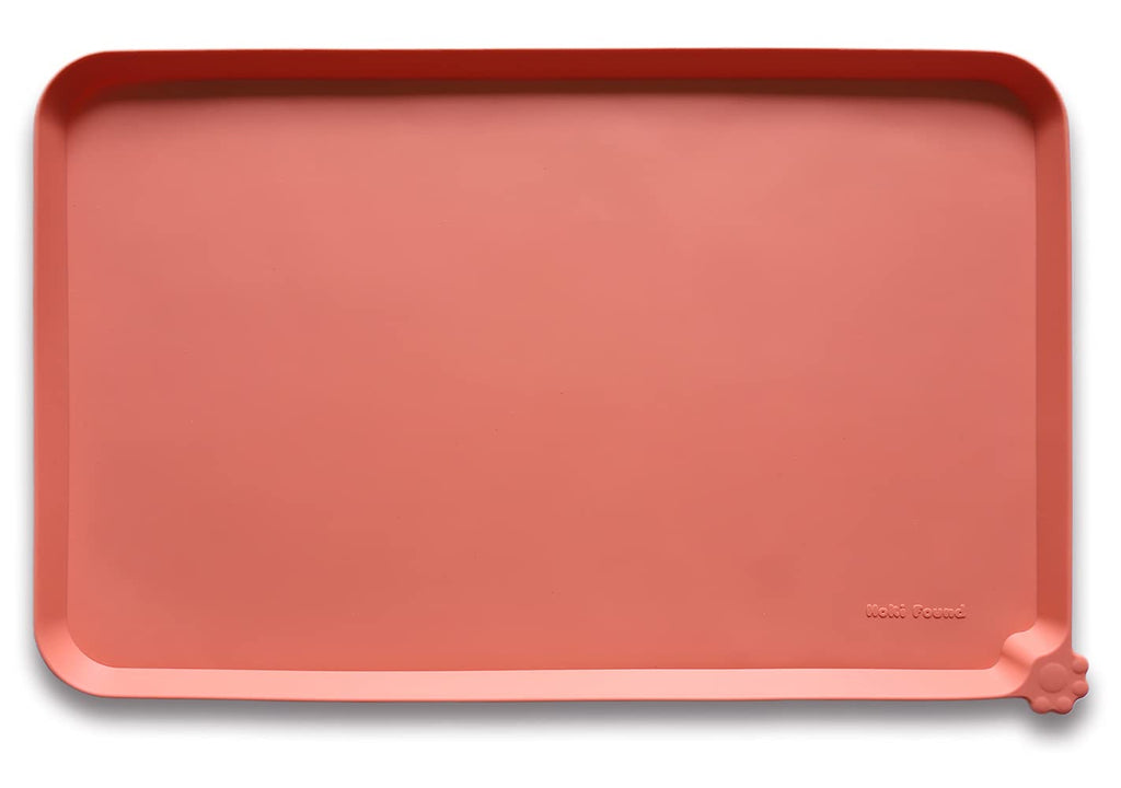Hoki Found Silicone Pet Food Tray - High-Lips Dog Cat Bowl Mats - Waterproof Dog Cat Food Mats - Battleship — 19" x 12" — 기타