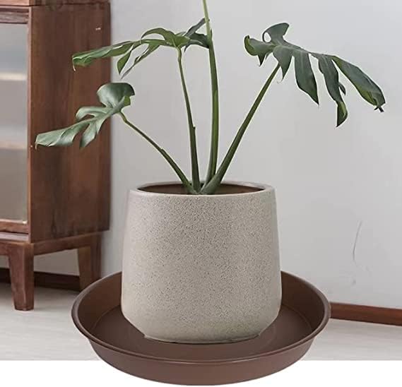 Bleuhome 6 Pack of 7 inch Plant Saucer, Heavy Duty Plastic Plant Water Tray 7 inch Round, Flower Plant Saucers for Indoors No Holes, Plant Dishes Saucer for Planter 7"/8" (7", Chocolate)
