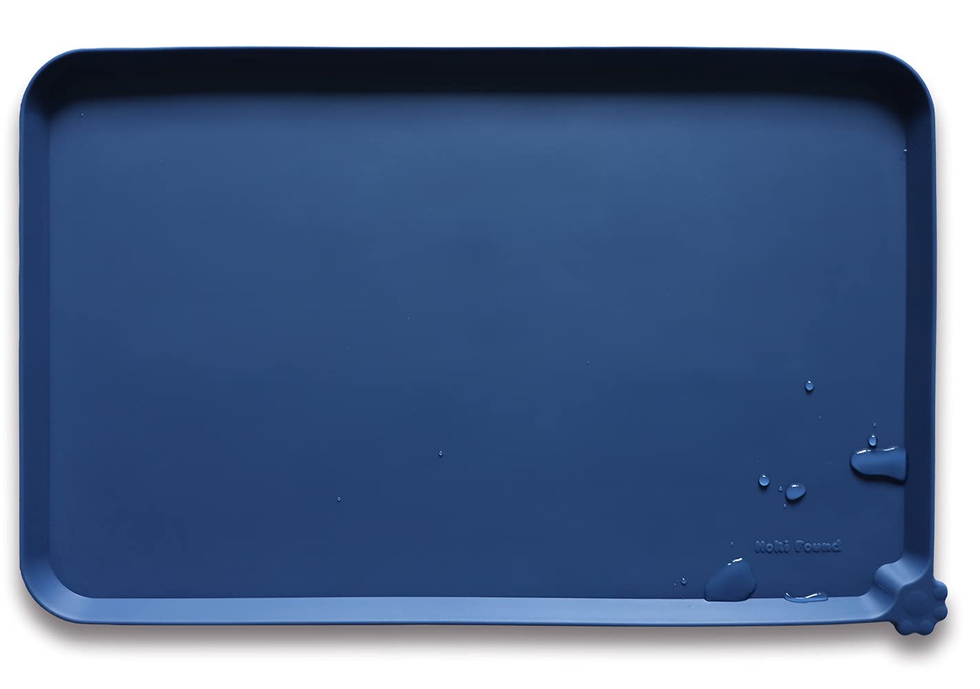 Hoki Found X-Large Silicone Pet Food Mats - Non Slip Dog Cat Bowl Placemats - Waterproof Dog Cat Food Mats - Suitable for Carpet - Indigo Ink