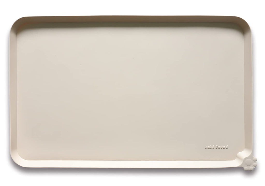 Hoki Found Silicone Pet Food Tray - High-Lips Dog Cat Bowl Mats - Waterproof Dog Cat Food Mats - Battleship — 19" x 12" — 22" x 14"