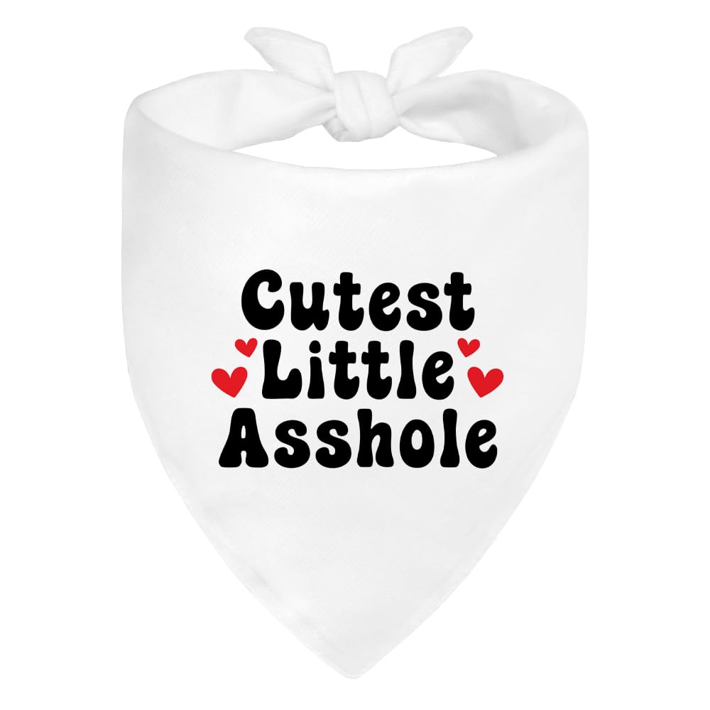 ZBBFSCSB Cutest Little Asshole White Dog Bandana, Cute Soft Pet Scarf Decor, Funny Pet Bandanas Accessories for Outdoor Camping Playtime, Birthday Thanksgiving Gifts for Pet Lover Dog Mom Dad