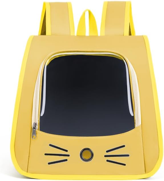 Pet Backpack Carrier, Traveler Breathable Transparent Carrier for Cats or Dogs, Large Space and Foldable Pet Carrier for Travel, Hiking, Shopping, and Vet, Cute