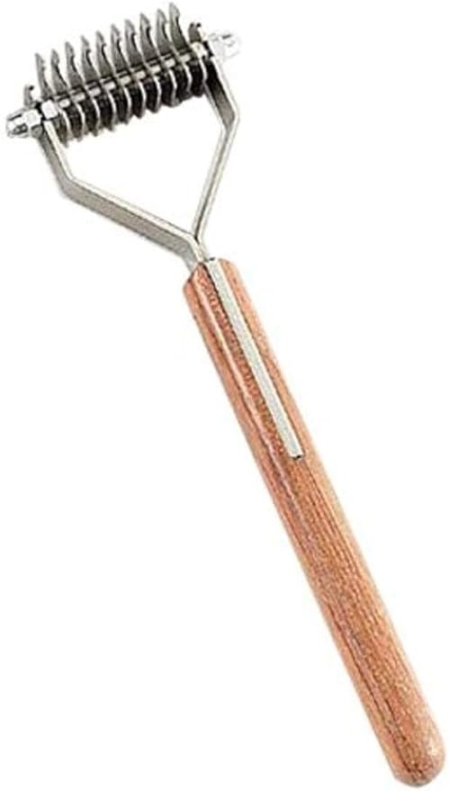 Mars Coat King Double Wide Dematting Undercoat Grooming Rake Stripper Tool for Dogs and Cats, Stainless Steel with Wooden Handle, Made in Germany, 23-Blade