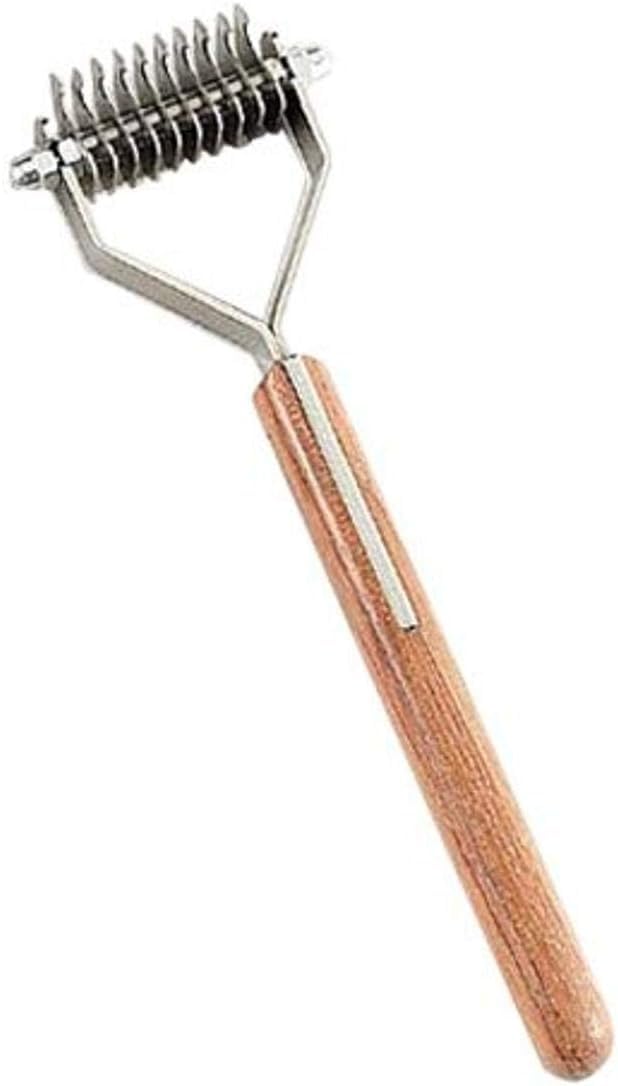 Mars Coat King Double Wide Dematting Undercoat Grooming Rake Stripper Tool for Dogs and Cats, Stainless Steel with Wooden Handle, Made in Germany, 18-Blade