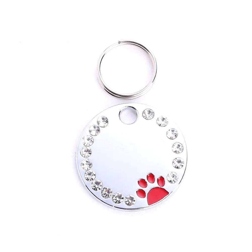 Personalized Dog/Cat Cute Paw Pet ID Tag with Unique Laser Engraving Name and Phone Number for Pet Collar or Key Chain (Pink)