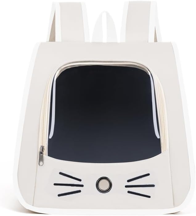 Pet Backpack Carrier, Traveler Breathable Transparent Carrier for Cats or Dogs, Large Space and Foldable Pet Carrier for Travel, Hiking, Shopping, and Vet, Cute