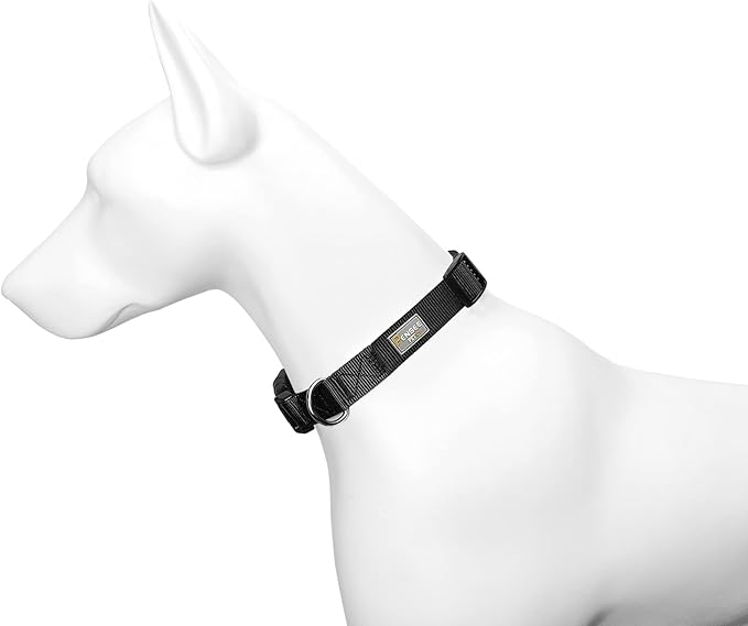 PENSEEPET Dog Collar Black Basic Adjustable Dog Collars with Breathable Quick Release Nylon Pet Collar for Puppy Small Medium Large Dogs Boy