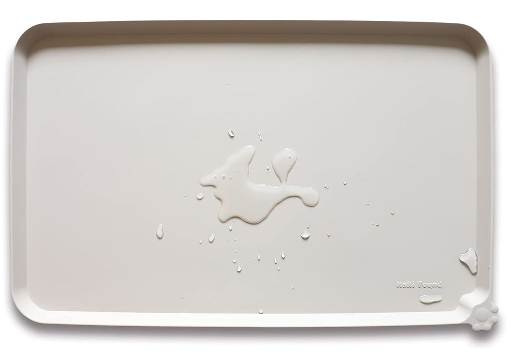 Hoki Found Silicone Pet Food Tray - High-Lips Dog Cat Bowl Mats - Waterproof Dog Cat Food Mats - Battleship — 19" x 12" — 24" x 16"