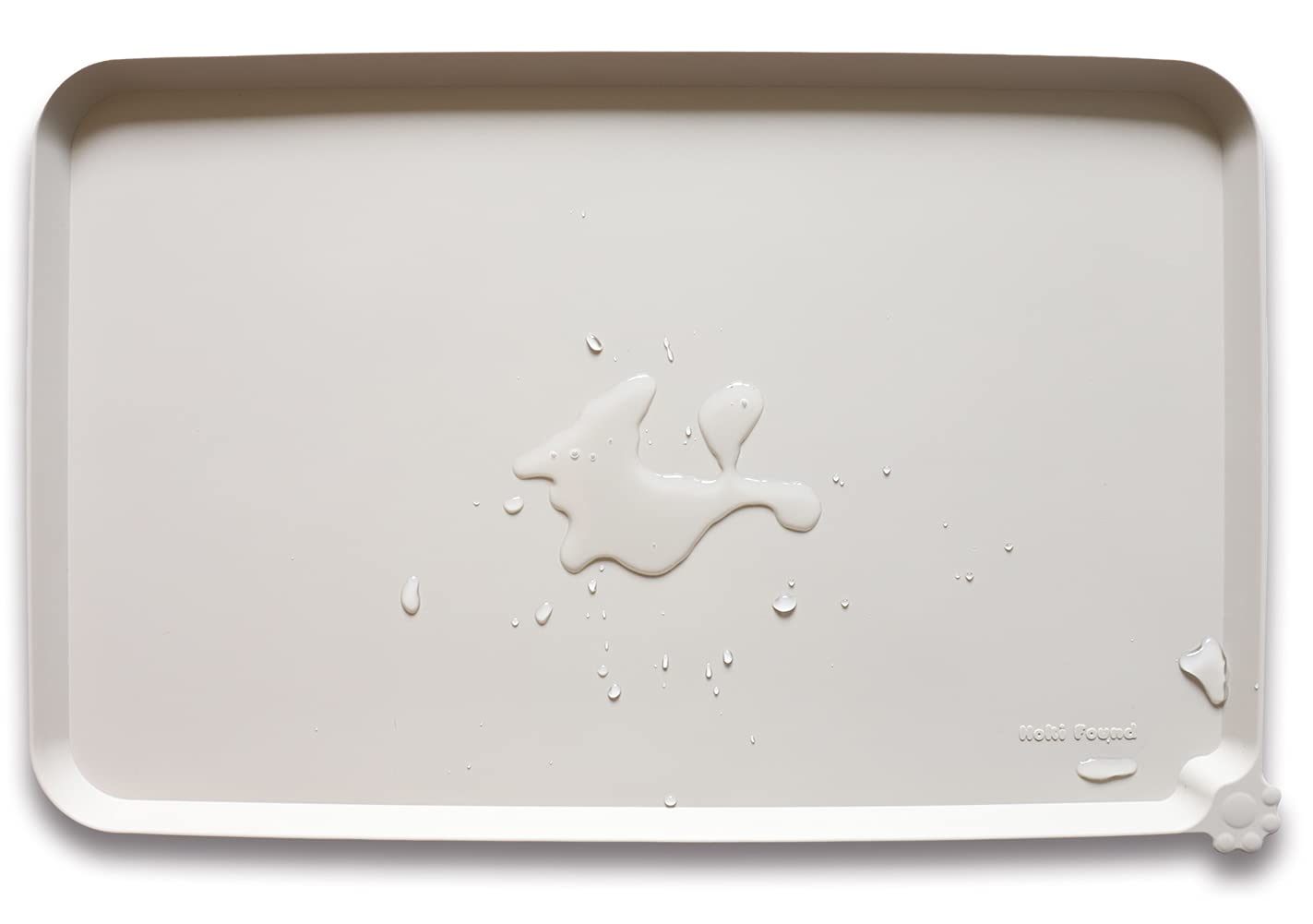 Hoki Found Silicone Pet Food Tray - High-Lips Dog Cat Bowl Mats - Waterproof Dog Cat Food Mats - Battleship — 19" x 12" — 24" x 16"
