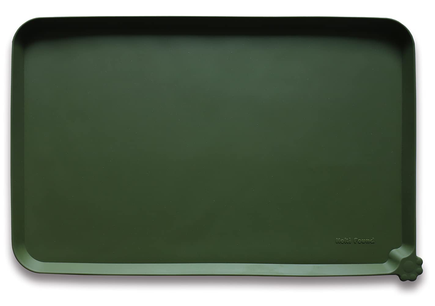 Hoki Found Silicone Pet Food Tray - High-Lips Dog Cat Bowl Mats - Waterproof Dog Cat Food Mats - Battleship — 19" x 12" — 24" x 16"