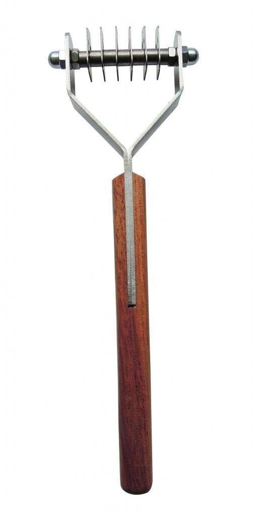 Mars Coat King Double Wide Dematting Undercoat Grooming Rake Stripper Tool for Dogs and Cats, Stainless Steel with Wooden Handle, Made in Germany, 18-Blade