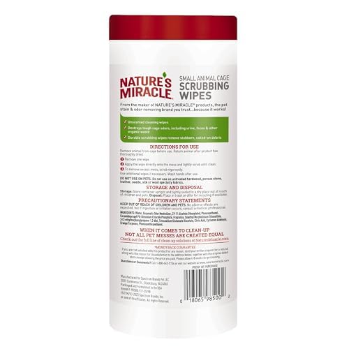 Nature's Miracle Small Animal Cage Scrubbing Wipes, 30 Count