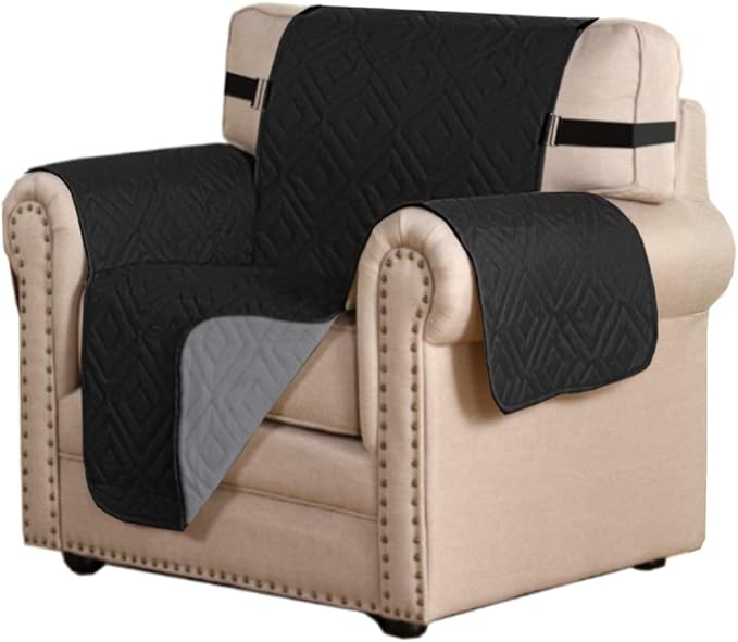 H.VERSAILTEX Reversible Chair Cover Furniture Protector Anti-Slip Couch Cover Water Resistant 2" Elastic Straps Chair Slipcover Pets Kids Fit Sitting Width Up to 21" (Chair:75" x 65"