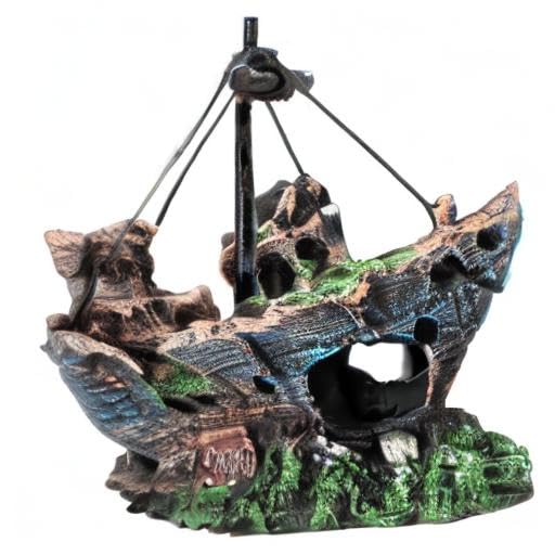 Shipwreck Fish Tank Decoration, Resin Aquarium Ornament for Fish Favors