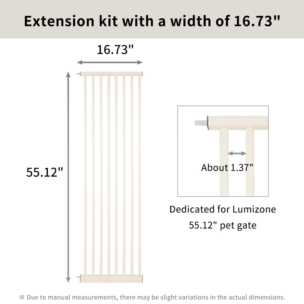 Lumizone 55.12" Extra Tall Pet Gate Extension Kit 16.73" Wide Cream