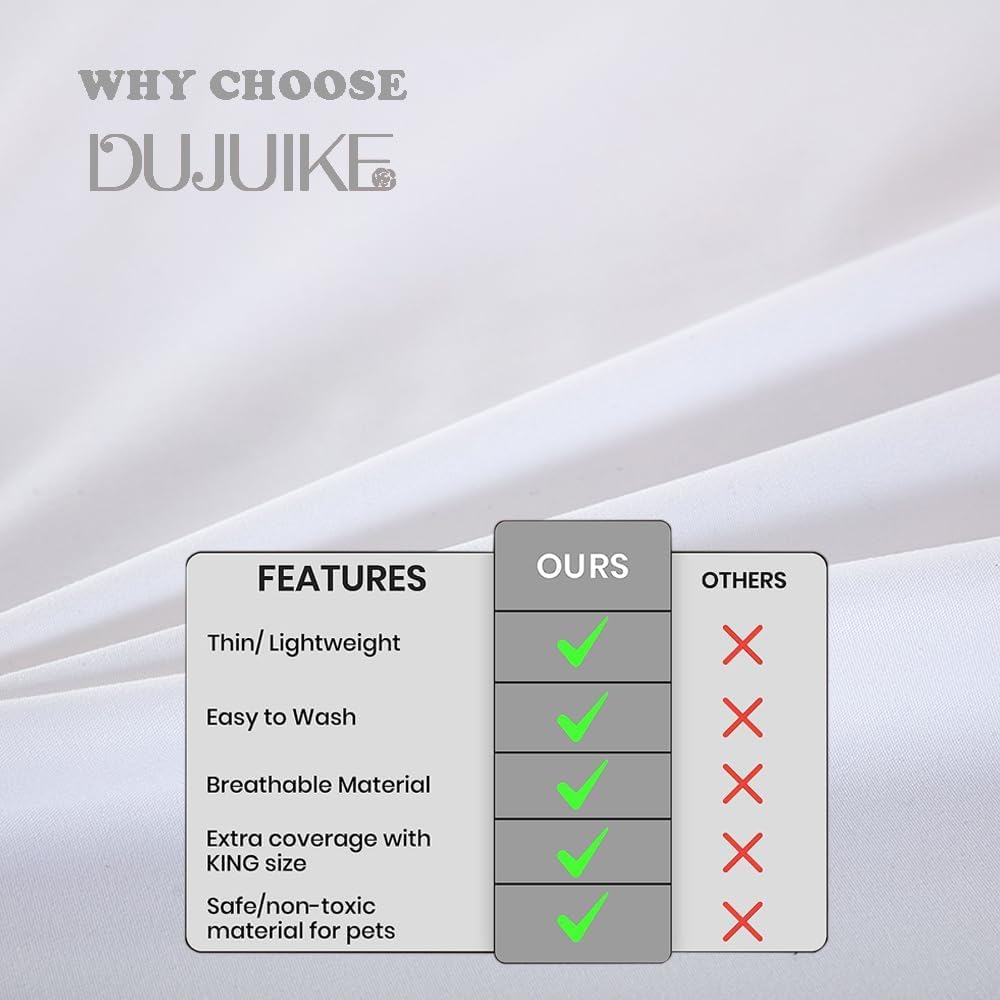 DUJUIKE Waterproof Bed Cover for Dog and Cats,Pet Hair Resistant Bed Sheet Cover, Protective BedLinerCover with 100% Waterproof Breathable Thin Fabric (White, Super King 90 * 118 inch)