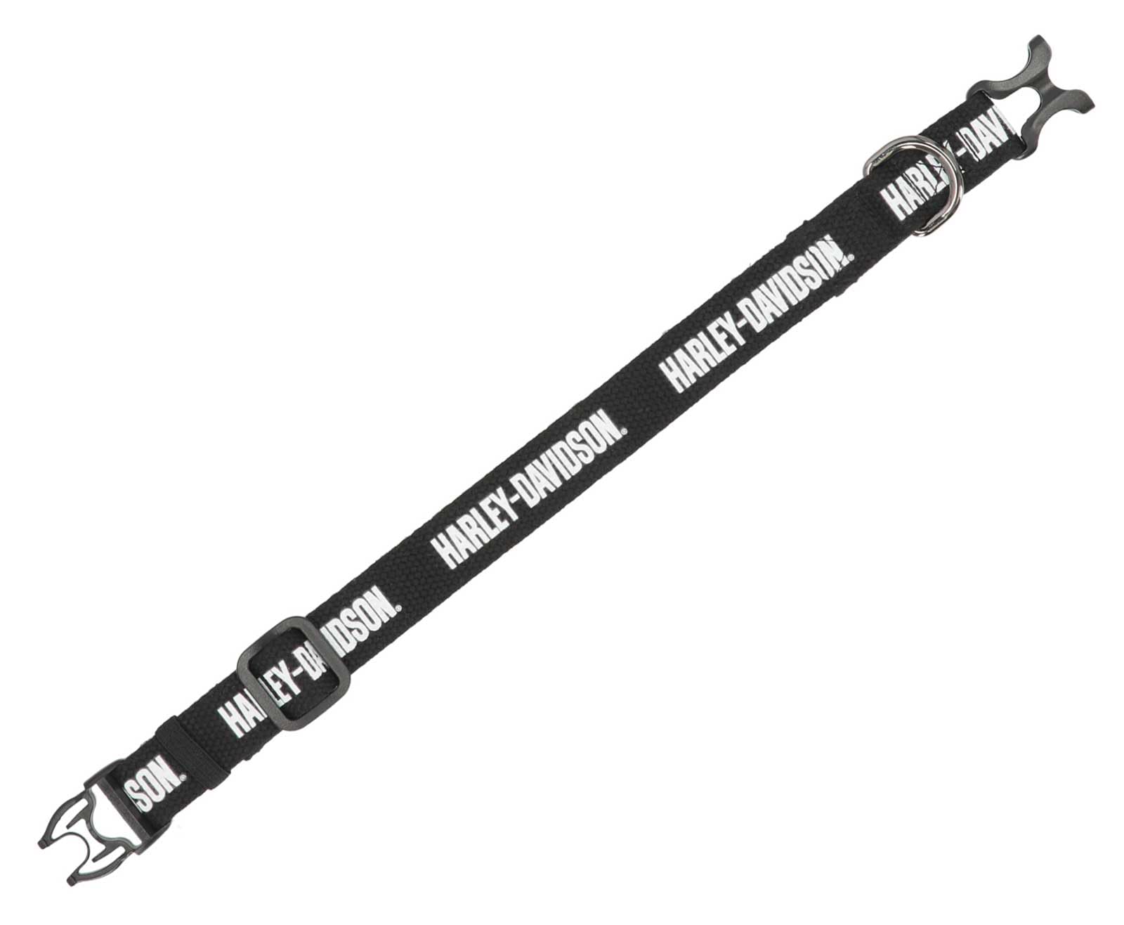 Harley-Davidson Cotton Webbing H-D Text Adjustable Pet Collar – Black/White (M)