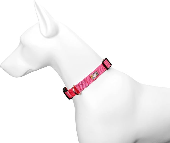 PENSEEPET Dog Collar Hot Pink Basic Dog Collars with Breathable Quick Release Nylon Pet Collar for Puppy Small Medium Large Dogs Girl