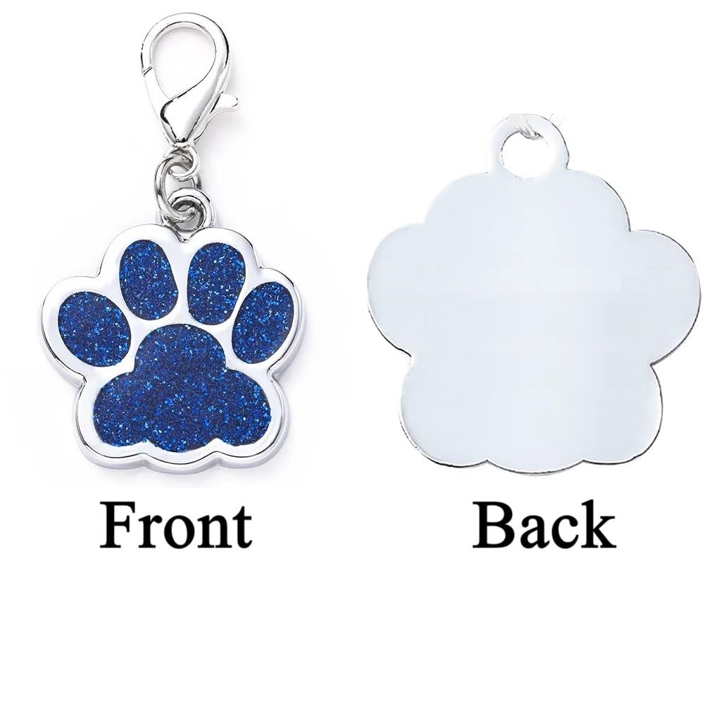 Personalized Dog/Cat Cute Paw Pet ID Tag with Unique Laser Engraving Name and Phone Number for Pet Collar or Key Chain (Pink)