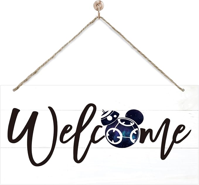 Welcome Sign for Front Door, Welcome Decor Wooden Hanging Sign for Wall Decor, Retro America Wall Hanging Signs, Funny Wooden Outdoor Front Door Decoration 13.8X6.9 inches