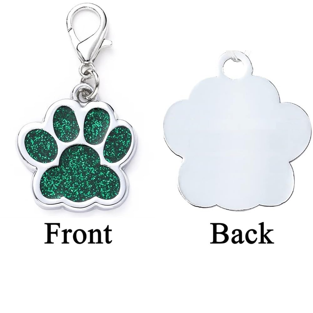 Personalized Dog/Cat Cute Paw Pet ID Tag with Unique Laser Engraving Name and Phone Number for Pet Collar or Key Chain (Pink)