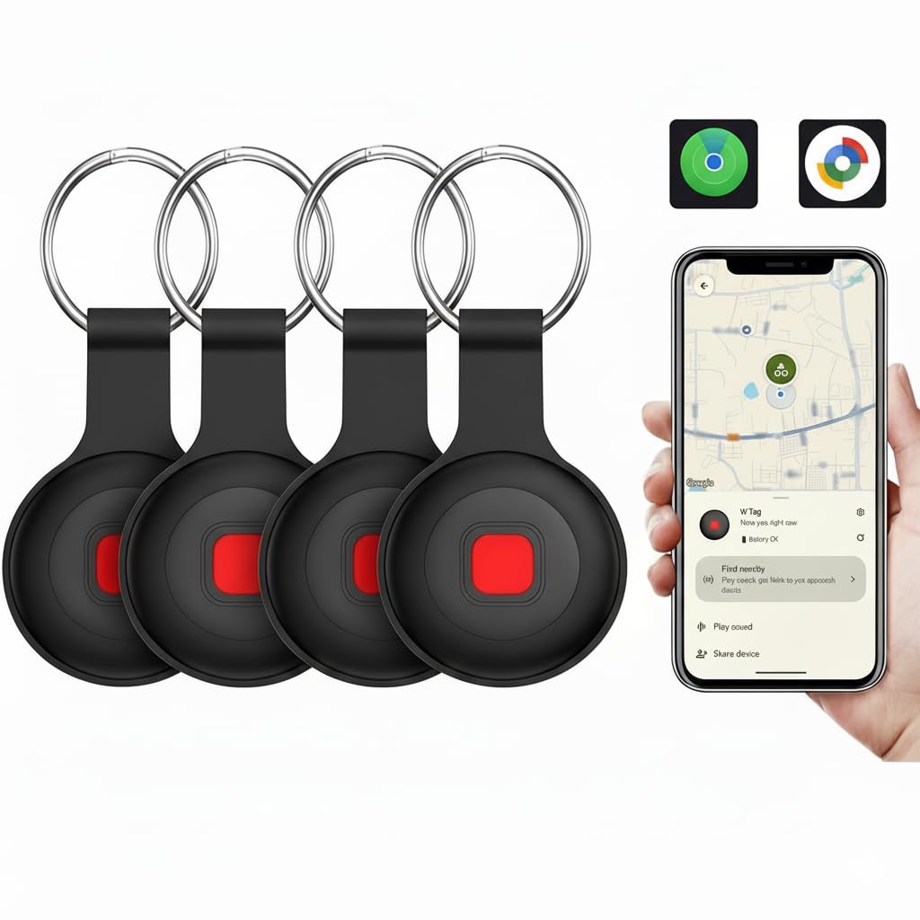 Bluetooth Dog Tracker Tag, Pet Tracker for Dogs with Silicone Collar Holder, Works with Apple Find My & Android Find Hub, IP67 Waterproof Anti-Lost Locator