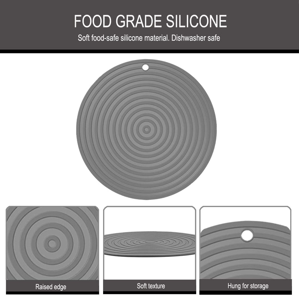 Metopets 2 PCS Small Pet Food Mat for Cat and Dog, Grey 9.5"x9.5"