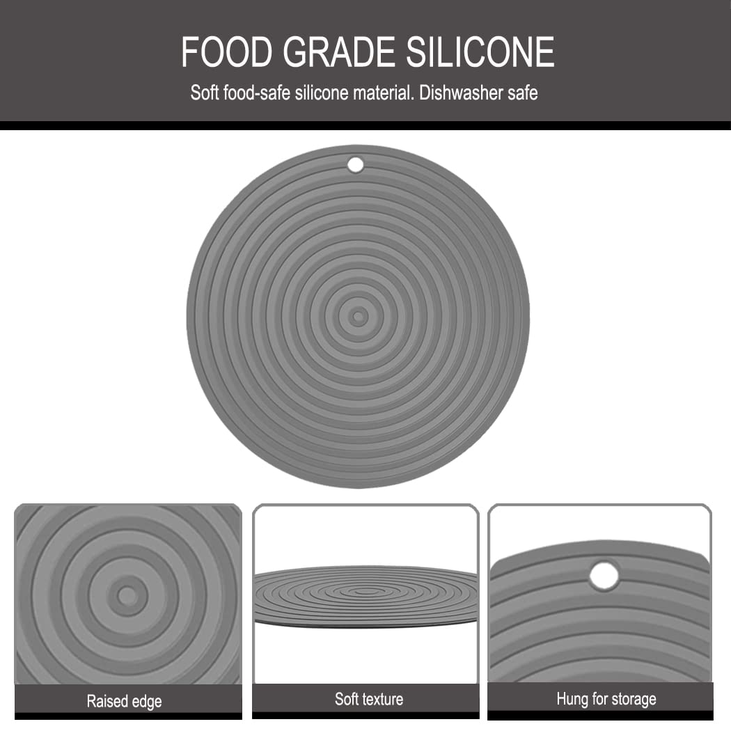 Metopets 2 PCS Small Pet Food Mat for Cat and Dog, Grey 9.5"x9.5"
