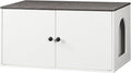 HOOBRO Cat Litter Box Enclosure, Hidden Litter Box Furniture with Side Entry, Litter Box Cabinet, Indoor Cat House, End Side Table, 31.5" L x 17.7" W x 16.3" H, White and Charcoal Gray BW40MW01