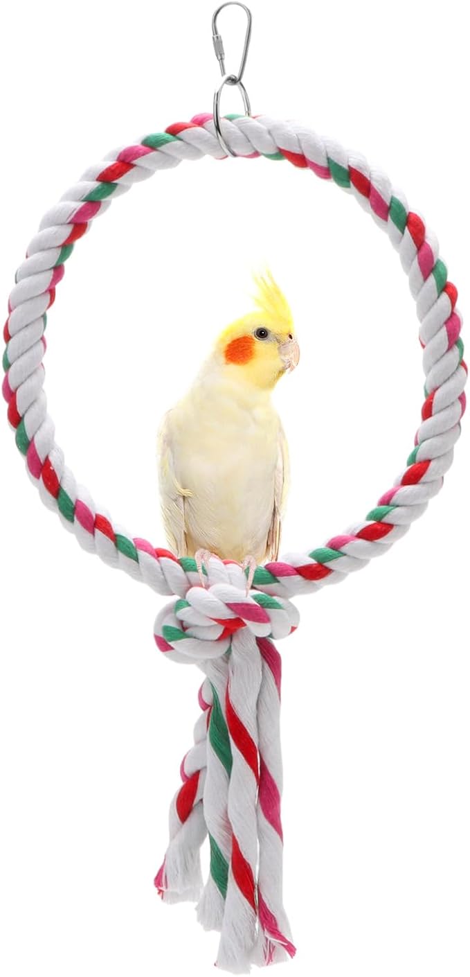 Bird Rope Swing Toy Parrot Climbing Perch Stand for Cockatiel Conure Cockatoo Parakeet Cage Hanging Decor (C: Triangle)