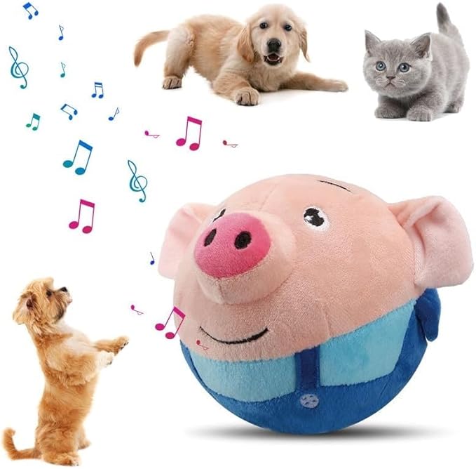 Interactive Dog Toys,Active Moving Pet Plush Toy with Recording and Music Modes, Jumping Squeaky Song shaking Interactive Dog Ball, Rechargeable Dog Toys to Keep Them Busy