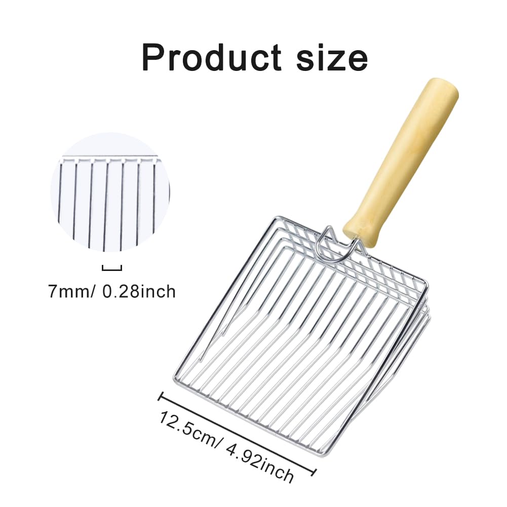 XIHUADOU Cat Litter Scoop, Stainless Steel Metal Mesh Scoop with 7 mm Gaps