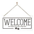 Welcome Sign for Front Door, Welcome Decor Wooden Hanging Sign for Dog Lover, We Hope You Like Dogs Hair, Rustic Funny Wooden Outdoor Front Door Hanging Decoration 13.8X6.9 inches