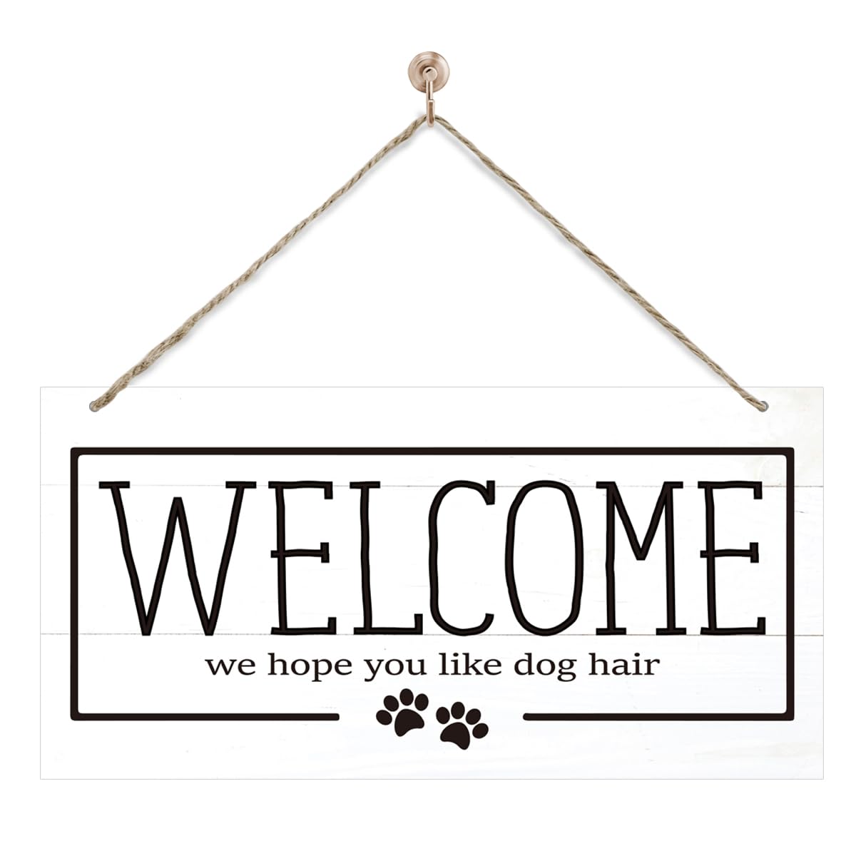 Welcome Sign for Front Door, Welcome Decor Wooden Hanging Sign for Dog Lover, We Hope You Like Dogs Hair, Rustic Funny Wooden Outdoor Front Door Hanging Decoration 13.8X6.9 inches