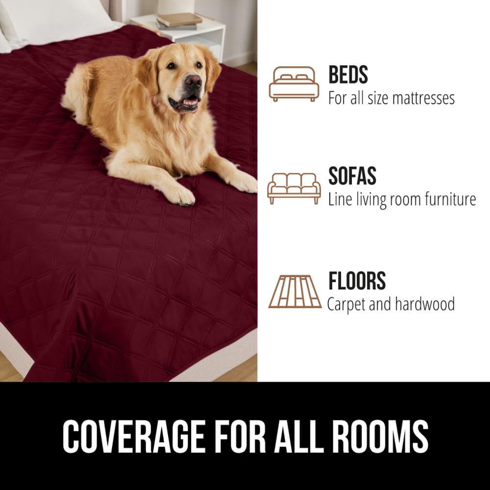 GORILLA GRIP® Waterproof Dog Blanket, Leakproof Couch Cover for Dogs, Silicone Grip Backing, Protects Sofa, Sectional, Bed, Crate, Car & RV, Tear-Resistant Washable Senior Pet Blanket, 30x70 Burgandy