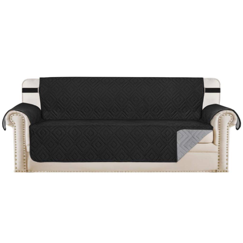 H.VERSAILTEX Reversible Sofa Slipcover Furniture Protector Water Resistant 2 Inch Wide Elastic Straps Sofa Cover Couch Covers Pets Kids Fit Sitting Width Up to 66" (Sofa: 75" x 110", Black/Grey)