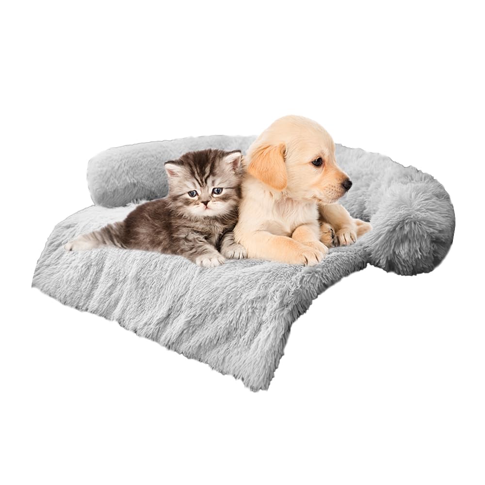 Tinaco Calming Dogs/Cats Bed Mats, Dog Pad Washable Removable Couch Cover, Plush Long Fur Mat for Pets, Waterproof, Perfect for Small, Medium and Large Dogs and Cats (Desert Brown, 45"x37"x 6.0")